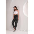 China Women's Black and White Stripe Pants Supplier